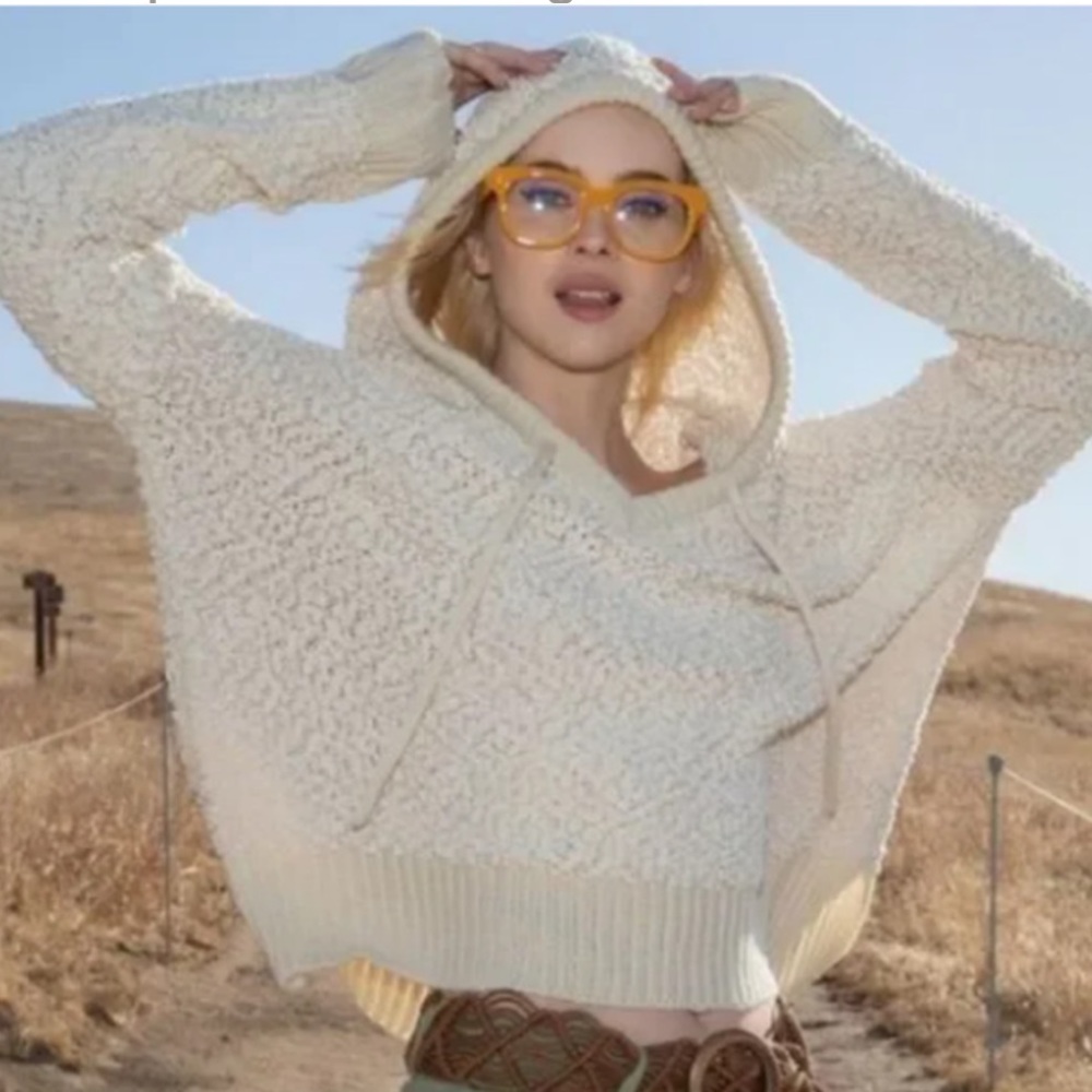 POL Popcorn Pullover Knit Hoodie Sweater in Cream‎ S